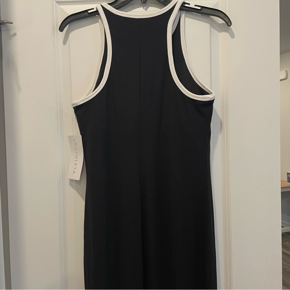 Athleta black white trim Signature Rib Maxi Dress Women Medium NWT - Picture 13 of 15